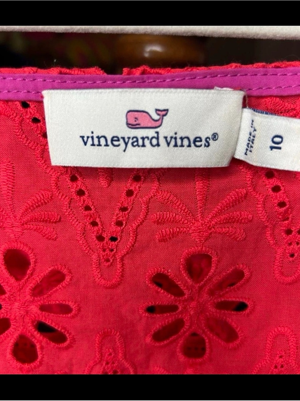 ❤️ Vineyard Vines Red Eyelet Maxi Dress ❤️ size 10 - Picture 4 of 9
